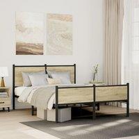 Metal Bed Frame without Mattress Sonoma Oak 140x200 cm