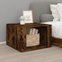 Berkfield Home Bedside Table Smoked Oak 57x55x36 cm Engineered Wood in Brown | Size: 57 x 55 x 36 cm