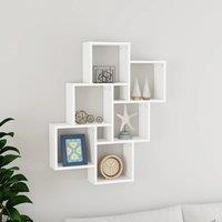 Berkfield Home Wall Cube Shelf White 78x15x93 cm Engineered Wood | Size: 78 x 15 x 93 cm