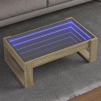 Berkfield Home Coffee Table with Infinity LED Sonoma Oak 90x53x30 cm in Brown | Size: 90 x 53 x 30 cm