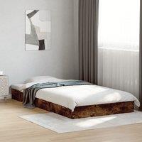 Berkfield Home Bed Frame without Mattress Smoked Oak 100x200 cm Engineered Wood in Brown