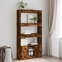 Berkfield Home Highboard Smoked Oak 92x33x180 cm Engineered Wood in Brown | Size: 92 x 33 x 180 cm