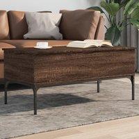 Berkfield Home Coffee Table Brown Oak 100x50x45 cm Engineered Wood & Metal | Size: 100 x 50 x 45 cm