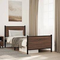 Berkfield Home Metal Bed Frame without Mattress Brown Oak 80x200 cm
