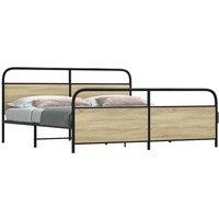 Berkfield Home Metal Bed Frame without Mattress Sonoma Oak 200x200 cm in Brown