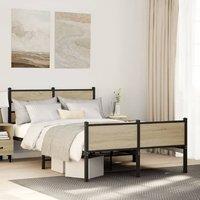 Berkfield Home Bed Frame without Mattress Sonoma Oak 120x200 cm Engineered Wood in Brown | Size: Small Double