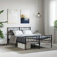 Berkfield Home Metal Bed Frame with Headboard & Footboard Black 120x200 cm | Size: Small Double