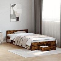 Berkfield Home Bed Frame with Drawer without Mattress Smoked Oak 90x190 cm Single in Brown