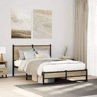 Berkfield Home Metal Bed Frame without Mattress Sonoma Oak 120x200 cm in Brown | Size: Small Double