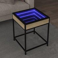 Berkfield Home Coffee Table with Infinity LED Sonoma Oak 40x40x51 cm in Brown | Size: 40 x 40 x 51 cm