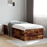 Berkfield Home Bed Frame without Mattress Smoked Oak 90x190 cm Single in Brown