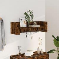 Berkfield Home Wall Shelf Smoked Oak 100x35x30.5 cm Engineered Wood in Brown