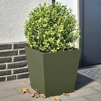 Berkfield Home Garden Planters Olive Green 2 pcs 40x40x40 cm Steel | Size: 40 x 40 x 40 cm