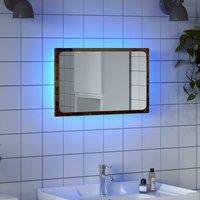 Berkfield Home Bathroom Mirror with LED Light Old Wood 60x8.5x38 cm in Brown