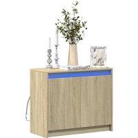 Berkfield Home Sideboard with LED Sonoma Oak 72x34x61 cm Engineered Wood in Brown | Size: 72 x 34 x 61 cm