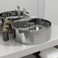 Berkfield Home Wash Basin with Overflow 46.5x15.5 cm Ceramic Silver