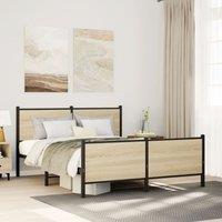 Metal Bed Frame without Mattress Sonoma Oak 140x190 cm