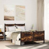 Metal Bed Frame without Mattress Smoked Oak 120x200 cm