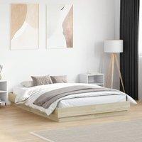 Berkfield Home Bed Frame with LED without Mattress Sonoma Oak 120x190 cm Small Double in Brown
