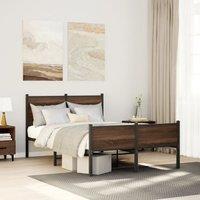 Berkfield Home Metal Bed Frame without Mattress Brown Oak 120x200 cm | Size: Small Double
