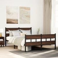 Berkfield Home Metal Bed Frame without Mattress Brown Oak 150x200 cm King Size