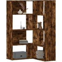 Berkfield Home Corner Bookcase 4-Tier Smoked Oak 85x85x140 cm Engineered Wood in Brown | Size: 85 x 85 x 140 cm