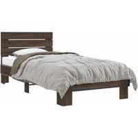 Bed Frame without Mattress Brown Oak 90x200 cm