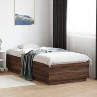 Berkfield Home Bed Frame with LED without Mattress Brown Oak 100x200 cm