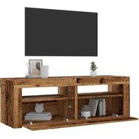 TV Cabinet with LED Lights Old Wood 120x35x40 cm Engineered Wood