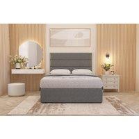 Somnior Chambery Linen Fabric Hybrid Pocket Sprung Orthopaedic Divan Bed Set with Upholstered Headboard in Mid Grey | Size: Super King