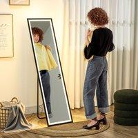 HOMCOM 150 x 40cm Full Length Mirror w/ Adjustable Lights Metal Frame Black | Size: 150 x 40 cm
