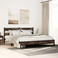 Berkfield Home Metal Bed Frame without Mattress Smoked Oak 180x200 cm Super King in Brown