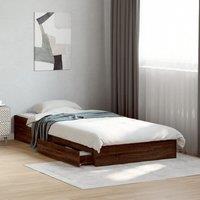 Bed Frame with Drawers without Mattress Brown Oak 90x190 cm Single