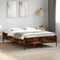 Berkfield Home Bed Frame without Mattress Smoked Oak 140x200 cm in Brown