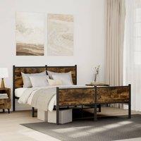 Berkfield Home Metal Bed Frame without Mattress Smoked Oak 140x200 cm in Brown