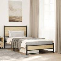 Berkfield Home Metal Bed Frame without Mattress Sonoma Oak 100x190 cm in Brown