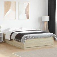 Berkfield Home Bed Frame with LED without Mattress Sonoma Oak 120x200 cm in Brown | Size: Small Double