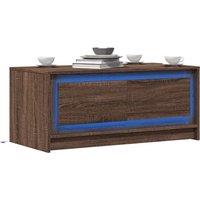 Berkfield Home Coffee Table with LED Lights Brown Oak Engineered Wood