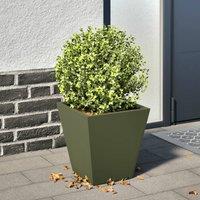Berkfield Home Garden Planter Olive Green 30x30x30 cm Steel | Size: 30 x 30 x 30 cm