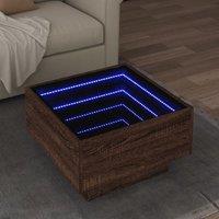 Coffee Table with LED Brown Oak 50x50x30 cm Engineered Wood