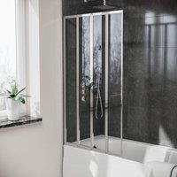 Nes Home 800 x 1400 mm 4 Fold Door Bath Shower Screen Chrome Frame in Metallic Silver