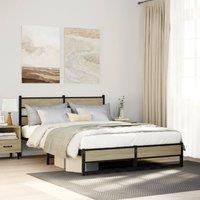 Berkfield Home Metal Bed Frame without Mattress Sonoma Oak 150x200 cm King Size in Brown