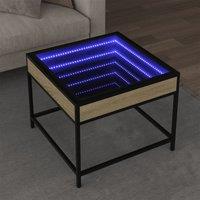 Berkfield Home Coffee Table with Infinity LED Sonoma Oak 50x50x41 cm in Brown | Size: 50 x 50 x 41 cm