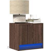 Berkfield Home Wall-mounted Bedside Cabinets with LED Lights 2 pcs Brown Oak