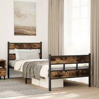 Berkfield Home Metal Bed Frame without Mattress Smoked Oak 100x200 cm in Brown