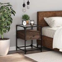 Berkfield Home Bedside Cabinet Brown Oak 40x40x55 cm Engineered Wood | Size: 40 x 40 x 55 cm