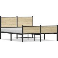 Berkfield Home Metal Bed Frame without Mattress Sonoma Oak 140x190 cm in Brown