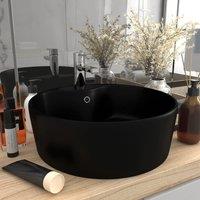 Berkfield Home Luxury Wash Basin with Overflow Matt Black 36x13 cm Ceramic