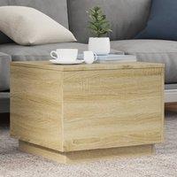 Coffee Table with LED Lights Sonoma Oak 50x50x40 cm