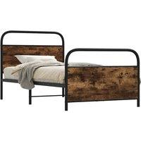 Berkfield Home Bed Frame Without Mattress 100x190 cm Smoked Oak Engineered Wood in Brown